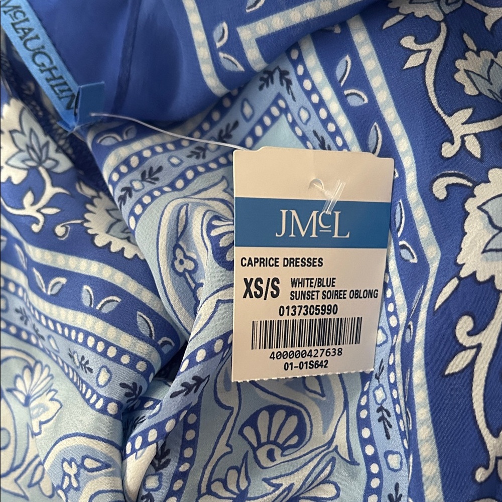 Blue Patterned Women's Dress - Picture 4 of 4